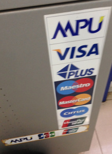 The one snag at the airport. The ATMs displayed all these logos. Alas, to no avail...